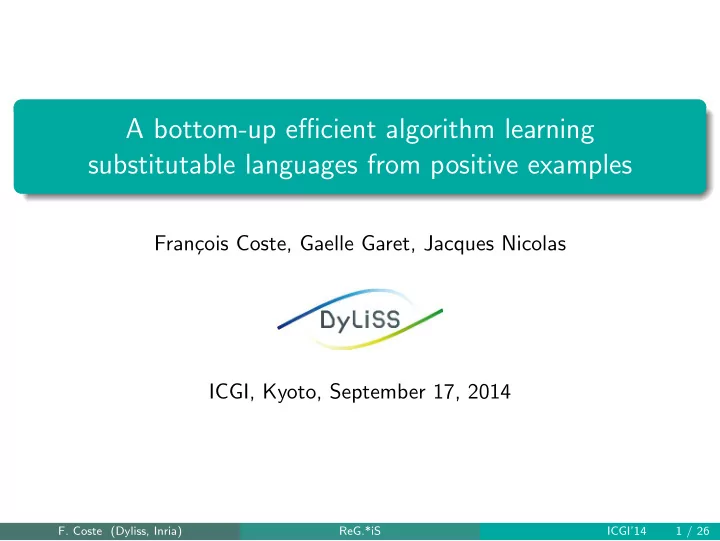 a bottom up efficient algorithm learning substitutable