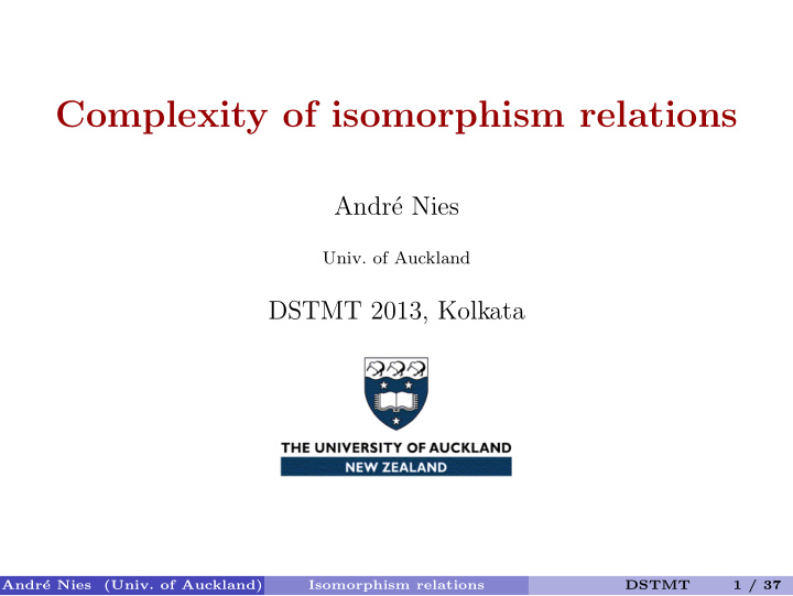 complexity of isomorphism relations