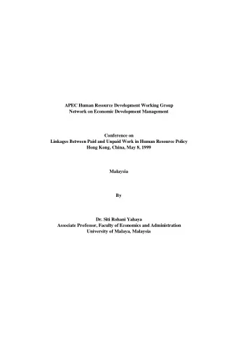 APEC Human Resource Development Working Group  Network on Economic Development Management