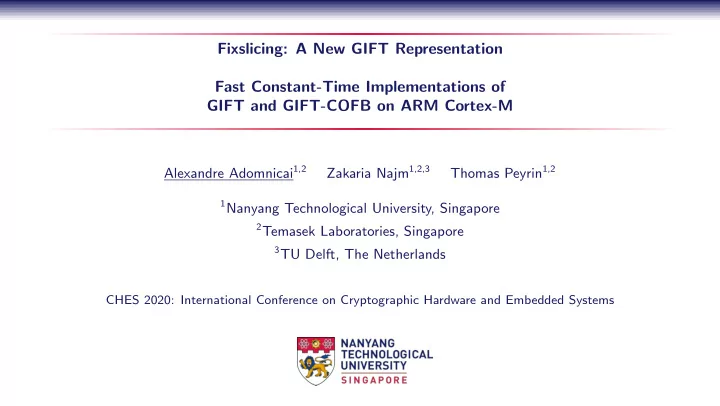 fixslicing a new gift representation fast constant time