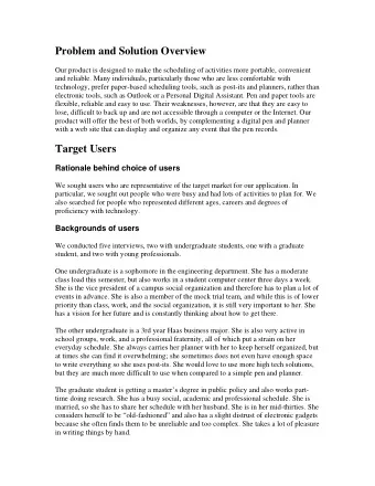 Problem and Solution Overview  Our product is designed to make the scheduling of activities more