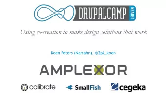 Using co-creation to make design solutions that work  Koen Peters (Namahn), @2pk_koen Human-centred