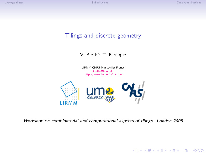 tilings and discrete geometry