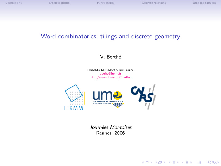 word combinatorics tilings and discrete geometry
