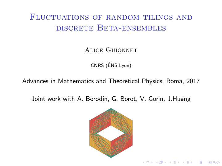 fluctuations of random tilings and discrete beta ensembles
