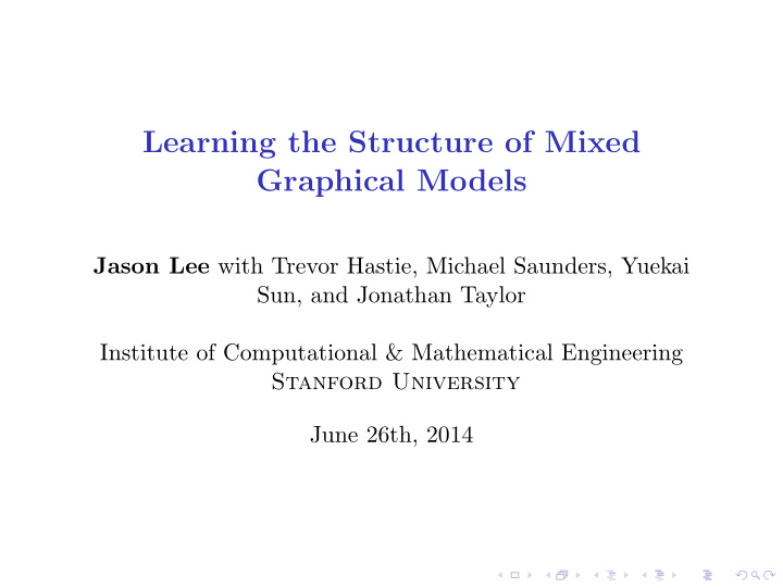 learning the structure of mixed graphical models