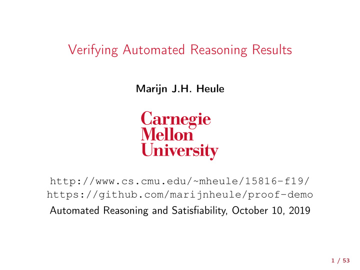 verifying automated reasoning results