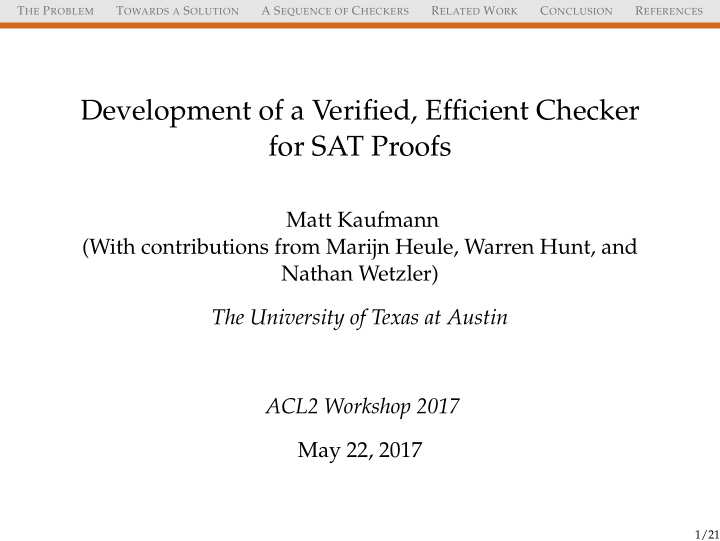 development of a verified efficient checker for sat proofs