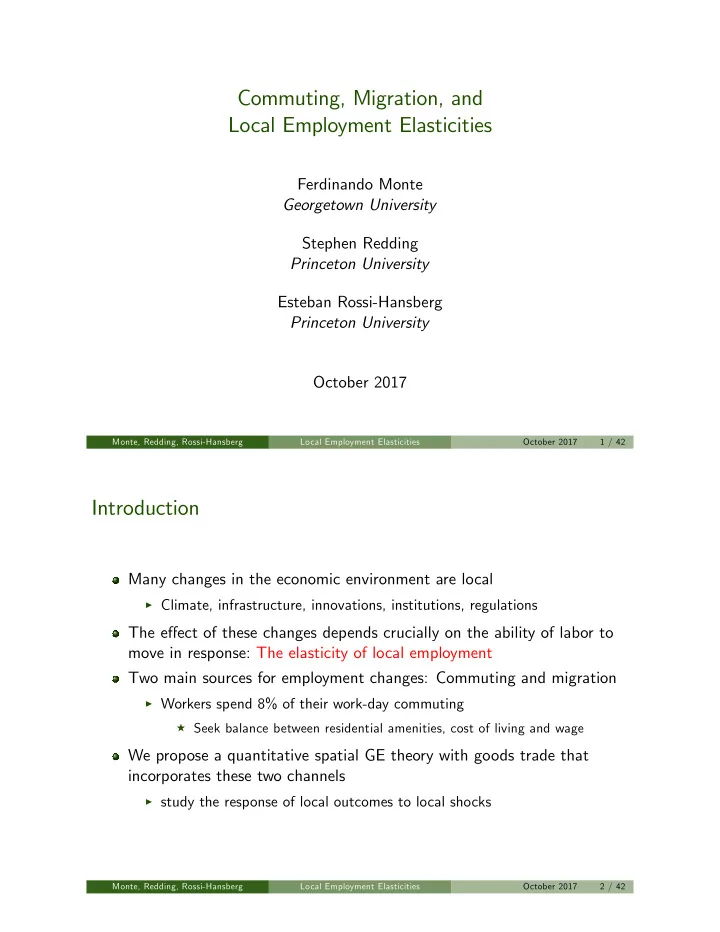 commuting migration and local employment elasticities
