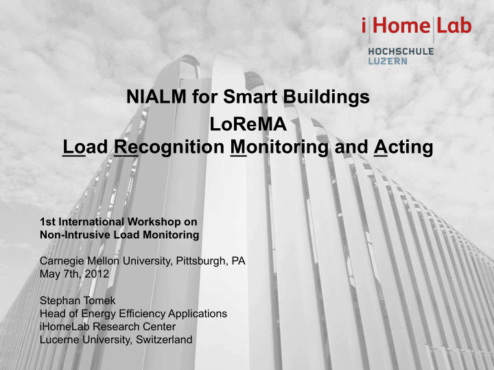 nialm for smart buildings lorema load recognition