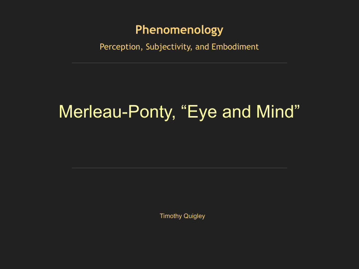 merleau ponty eye and mind