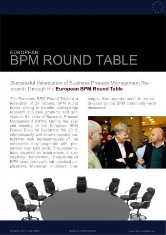 BPM ROUND TABLE  Successful Valorization of Business Process Management Re- search Through the