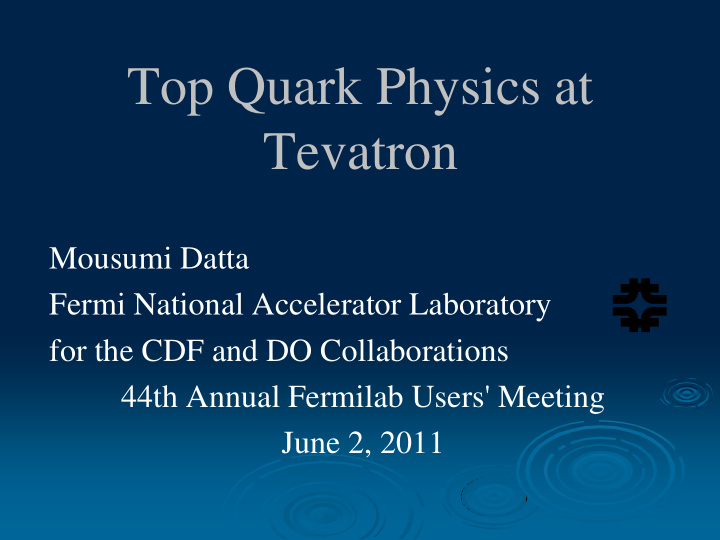 top quark physics at tevatron