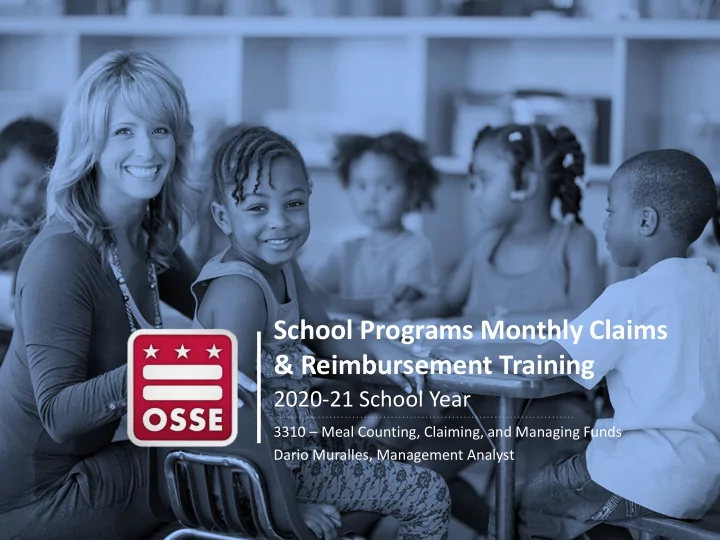 school programs monthly claims reimbursement training