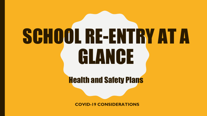 school re entry at a glance