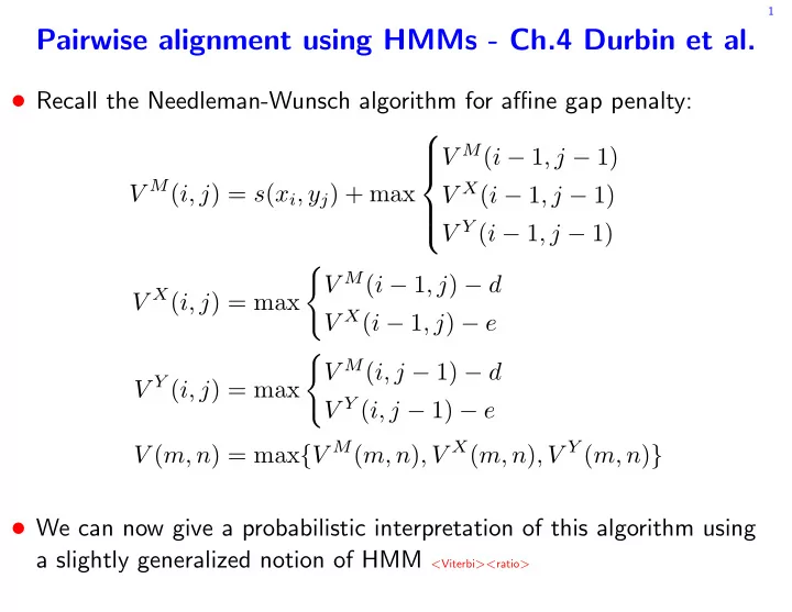 pairwise alignment using hmms ch 4 durbin et al