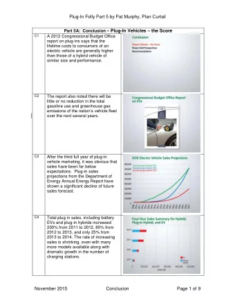 Plug-In Folly Part 5 by Pat Murphy, Plan Curtail Part 5A:  Conclusion  Plug-In Vehicles  the