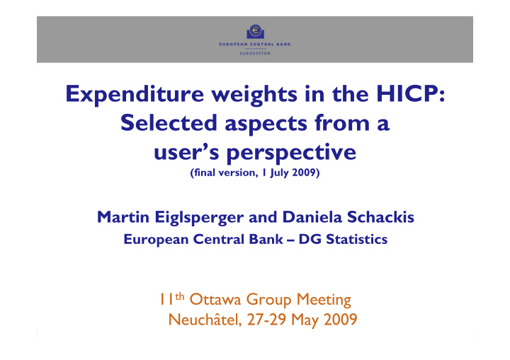expenditure weights in the hicp selected aspects from a
