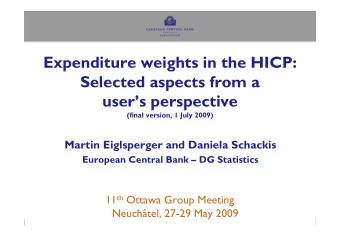 Expenditure weights in the HICP:  Selected aspects from a  users perspective  (final version, 1