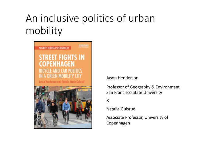 an inclusive politics of urban mobility