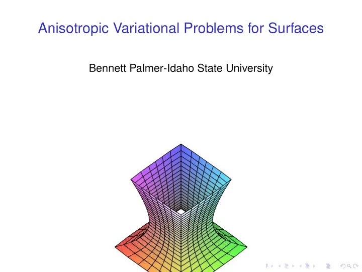anisotropic variational problems for surfaces