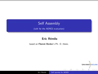 Self Assembly  (talk for the AERES evaluation)  Eric R  emila based on Florent Becker s Ph. D.