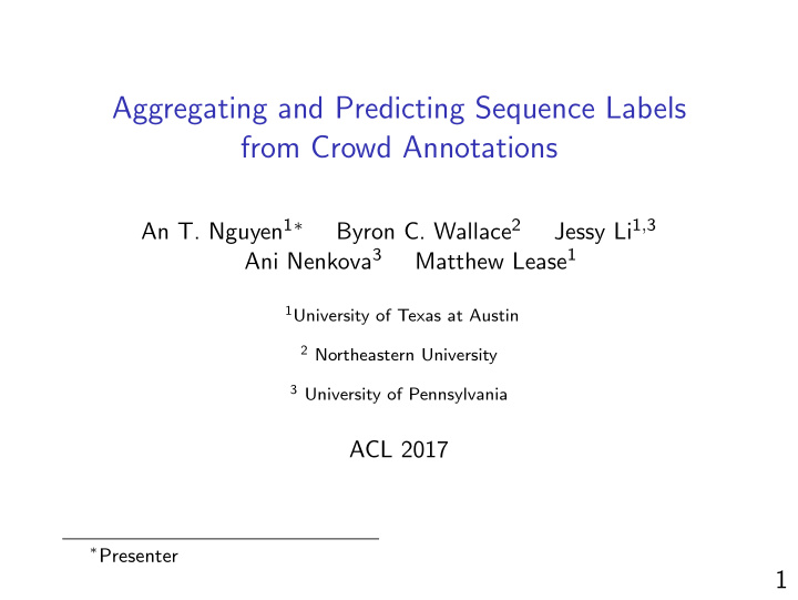 aggregating and predicting sequence labels from crowd