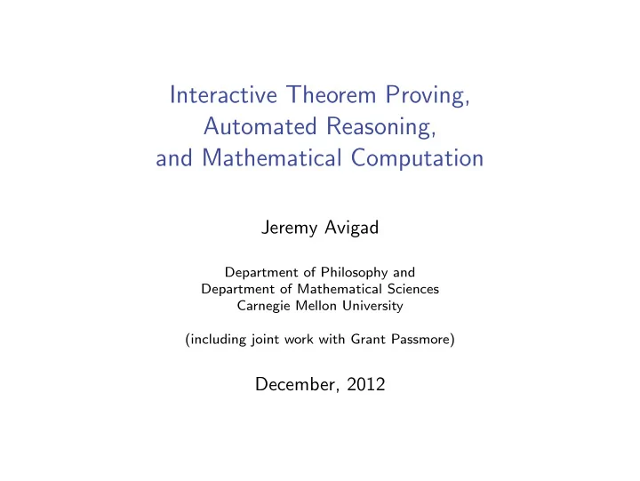 interactive theorem proving automated reasoning and