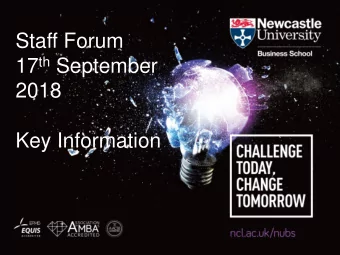 17 th September  2018  Key Information  Submitted  for Athena SWAN Bronze Award Gender inclusivity