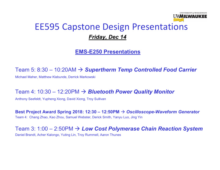 ee595 capstone design presentations
