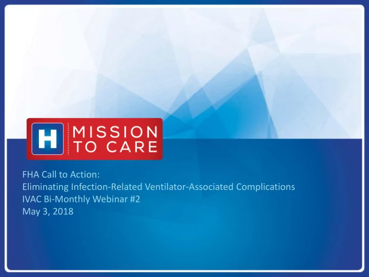 fha call to action eliminating infection related
