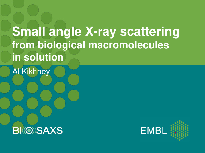 small angle x ray scattering