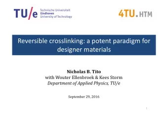 Reversible crosslinking: a potent paradigm for designer materials Nicholas B. Tito  with Wouter