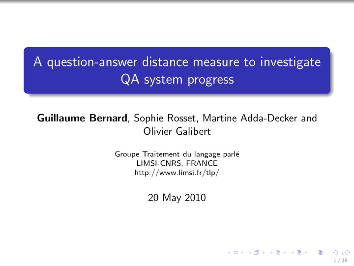 a question answer distance measure to investigate qa