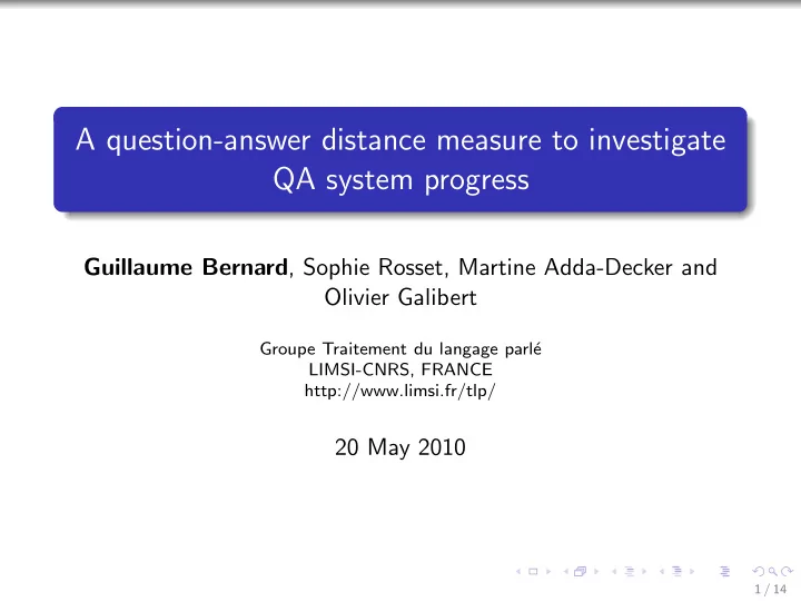 a question answer distance measure to investigate qa