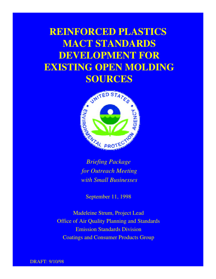 reinforced plastics mact standards development for