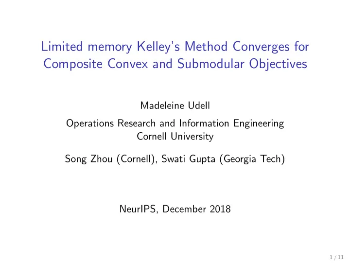 limited memory kelley s method converges for composite