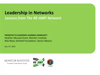 Leadership in Networks  Lessons from The RE-AMP Network  PRESENTED TO LEADERSHIP LEARNING