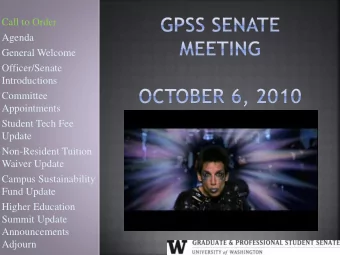 Call to Order  Agenda  General Welcome  Officer/Senate  Introductions  Committee  Appointments