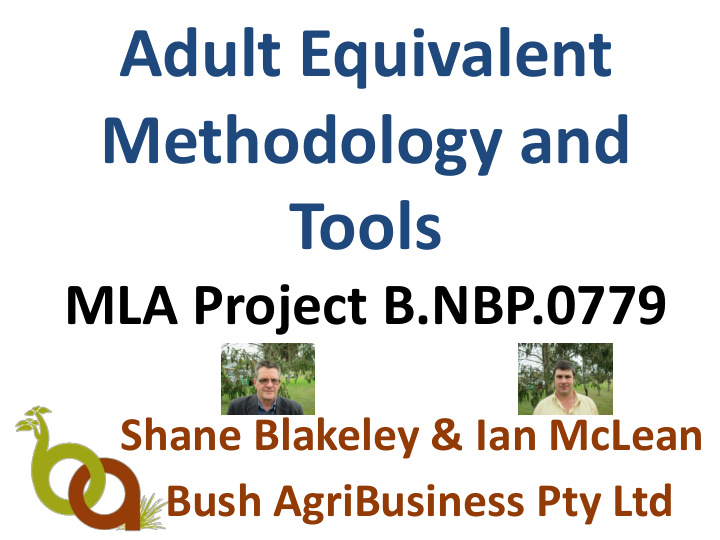 adult equivalent methodology and tools