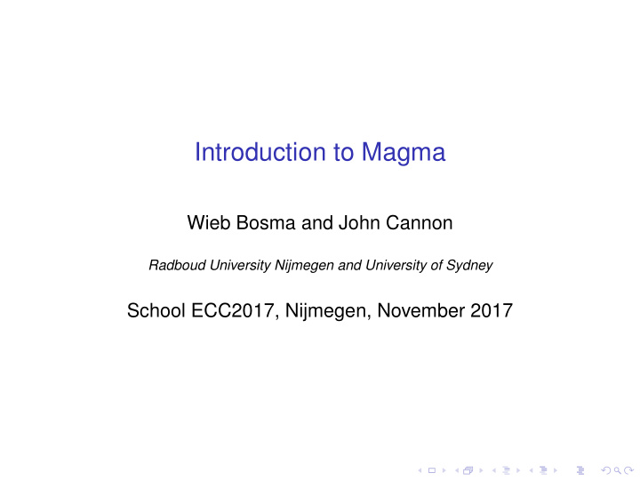 introduction to magma