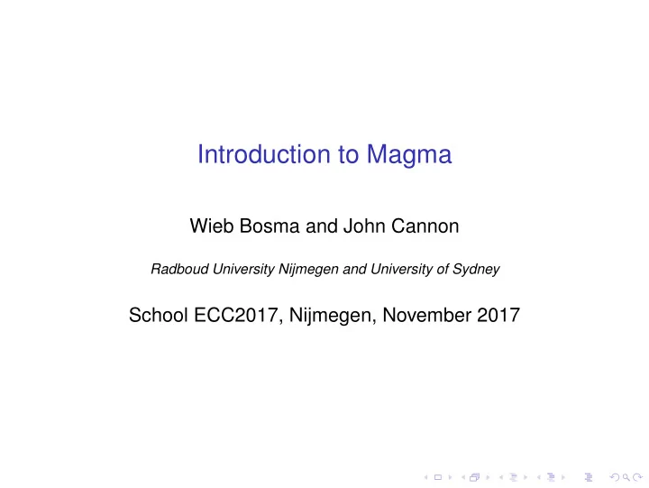 introduction to magma