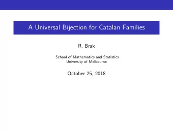 A Universal Bijection for Catalan Families  R. Brak  School of Mathematics and Statistics