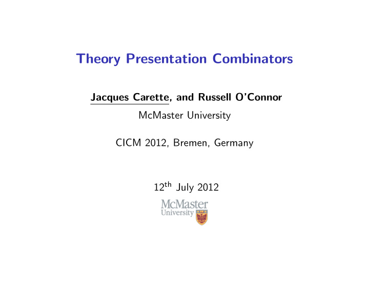 theory presentation combinators