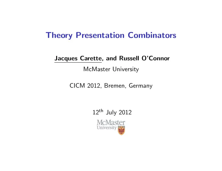theory presentation combinators