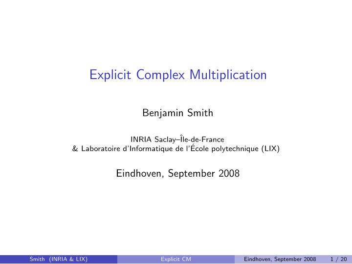 explicit complex multiplication