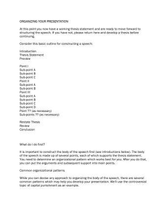 ORG  ORGANIZ  NIZING  NG YOUR PRESENTATI  YOUR PRESENTATION  ON  At this point you now have a