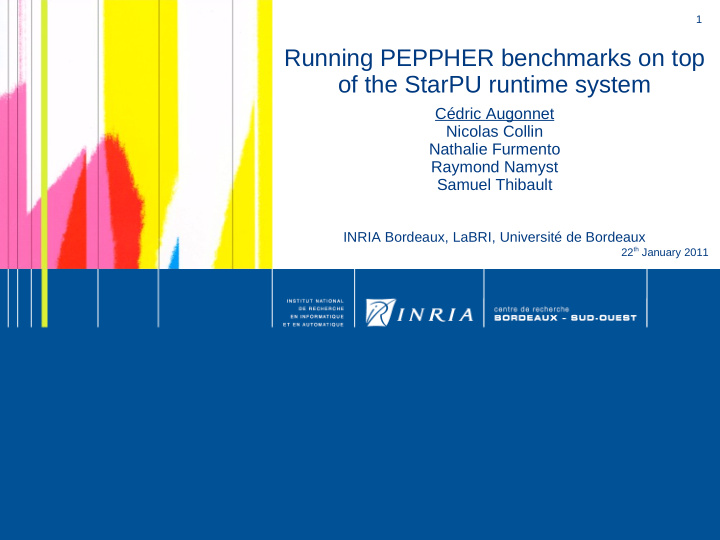 running peppher benchmarks on top of the starpu runtime