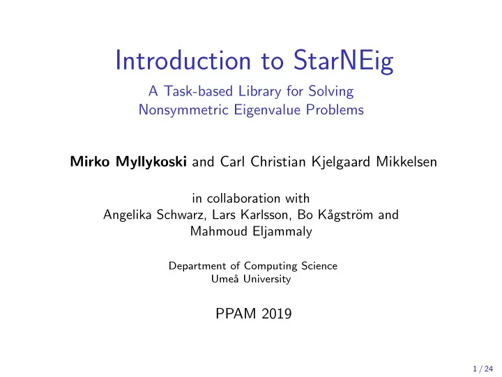 introduction to starneig