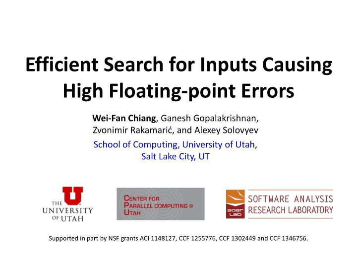 efficient search for inputs causing high floating point